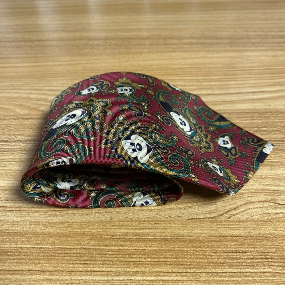 Disney Mickey Mouse Silk Necktie Balancine Paisley Multicolor Handmade